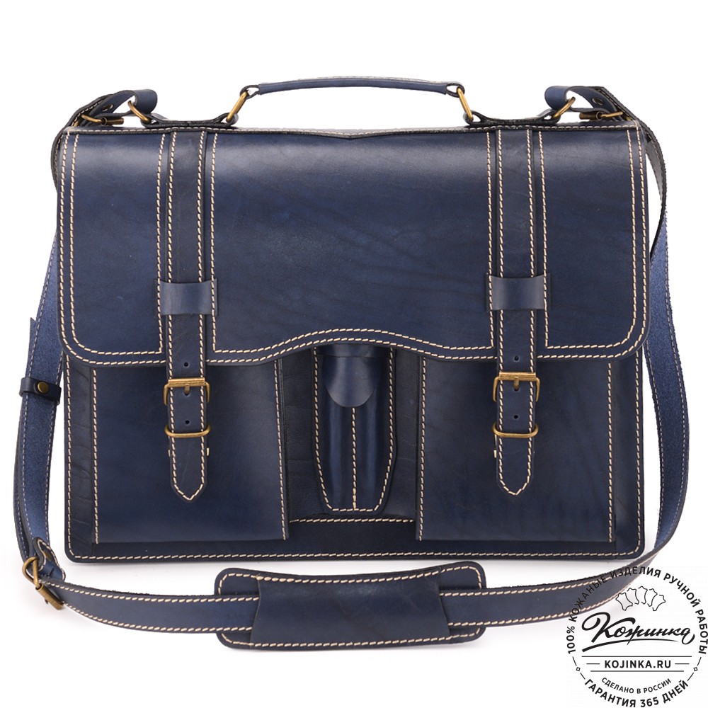 Кожаный портфель "Юрист" (синий)